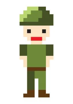 Pixel art soldier Stock Illustration