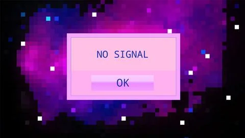 Pixel art space background with message No signal 스톡 일러스트