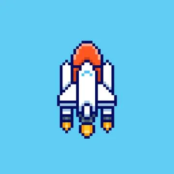 Pixel art Space Rocket game asset design Stock Illustration