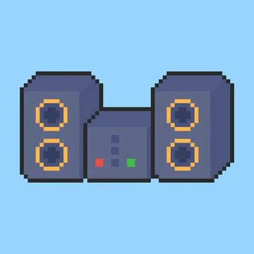 Pixel art speaker design Illustrazione stock