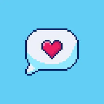 Pixel art Speech Bubble Heart game asset design Stock Illustration