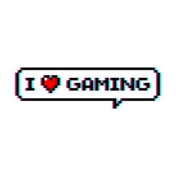 Pixel art speech bubble i love gaming sign - isolated vector illustration Stock Illustration