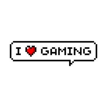 Pixel art speech bubble i love gaming sign - isolated vector illustration Stock Illustration