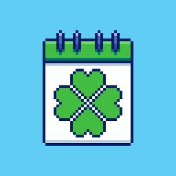 Pixel art St Patrick Day Calendar game asset design Stock Illustration
