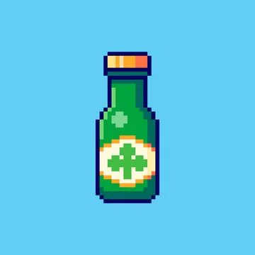 Pixel art St. Patrick's Day Beer Bottle game asset design Illustrazione stock