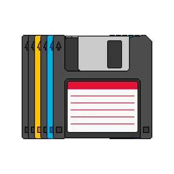 Pixel art stack of floppy disks. Retro computer storage media. Vector illus.. Illustrazione stock