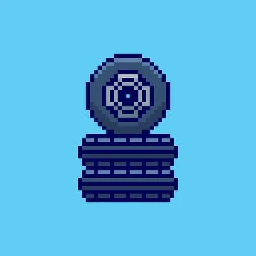 Pixel art Stack of Tires game asset design Stock Illustration