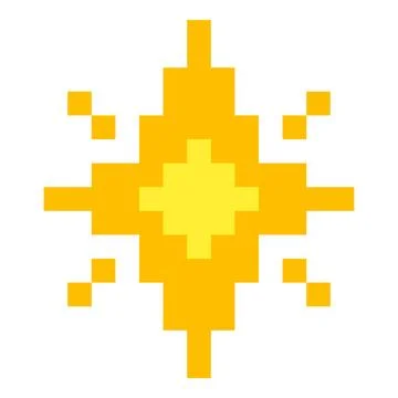 Pixel art star. 8 bit sparkle. Magic firework icon in retro 90s style. Shine Stock Illustration