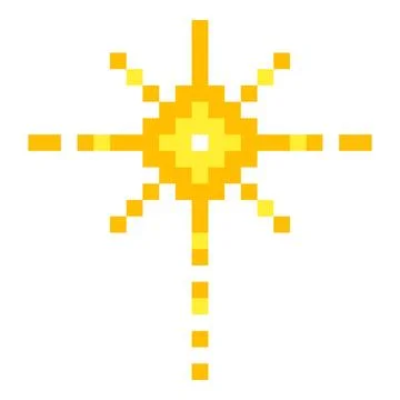 Pixel art star. 8 bit sparkle. Magic firework icon in retro 90s style.Y2k Illustrazione stock