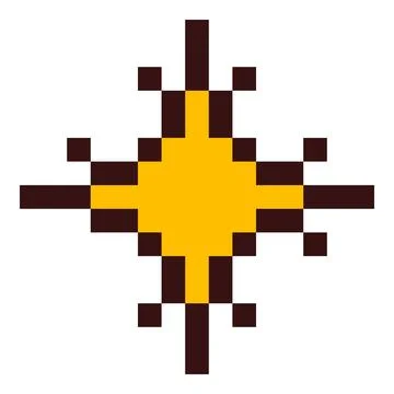 Pixel art star. 8 bit sparkle. Magic firework icon in retro 90s style. Twinkle Stock Illustration