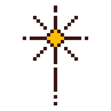 Pixel art star. 8 bit sparkle. Magic firework icon in retro 90s style. Twinkle Illustrazione stock