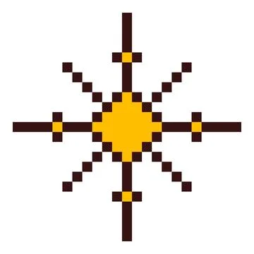 Pixel art star. 8 bit sparkle. Magic firework icon in retro 90s style. Christmas Illustrazione stock