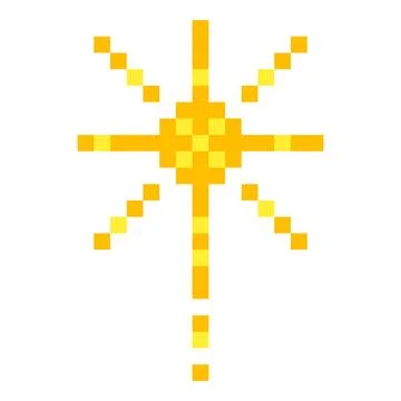 Pixel art star. 8 bit sparkle. Magic firework icon in retro 90s style.Y2k Illustrazione stock