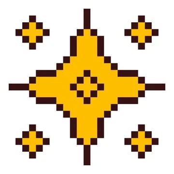 Pixel art star. 8 bit sparkle. Magic firework icon in retro 90s style. Christmas Illustrazione stock