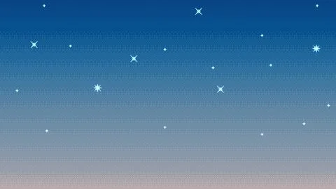 Pixel art starry sky. Seamless when docking horizontally, evening or morning 스톡 일러스트