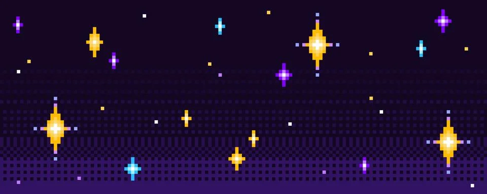 Pixel art stars pattern Illustrazione stock