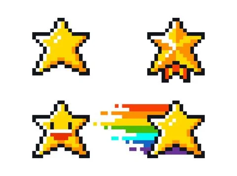 Pixel art stars set Stock Illustration