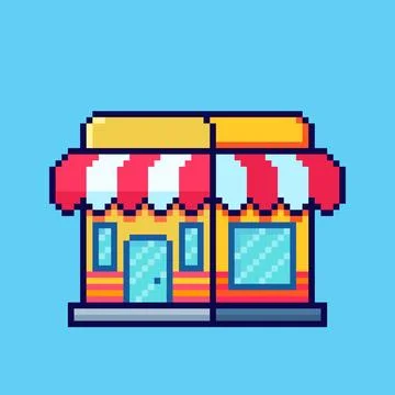 Pixel art store building game asset design 스톡 일러스트