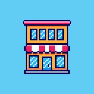 Pixel art store building game asset design Stock Illustration