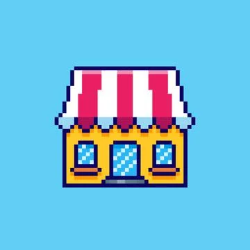 Pixel art Storefront game asset design Stock Illustration