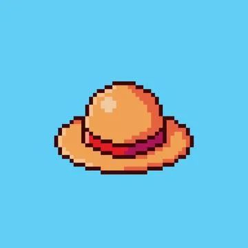 Pixel art Straw Hat game asset design Stock Illustration