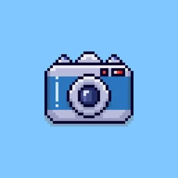 Pixel art style camera design Stock Illustration