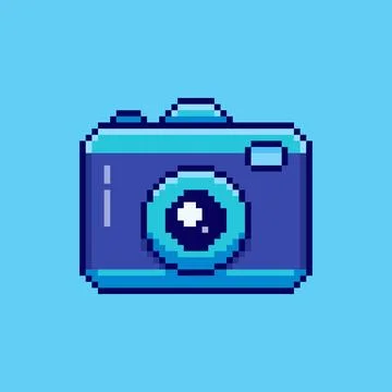 Pixel art style camera design Stock Illustration