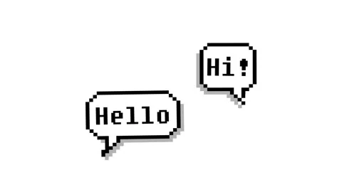 Pixel art style empty chat speech bubble animation with hi and hello text o.. Stock Footage 336413278