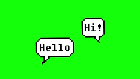 Pixel art style empty chat speech bubble animation with hi and hello text o.. Stock Footage 336413292