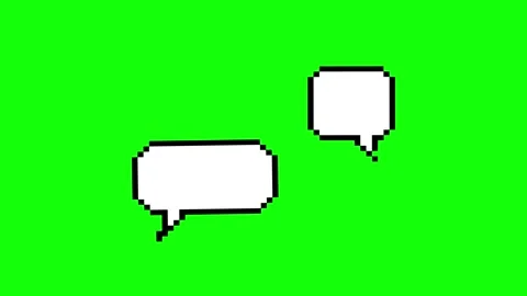 Pixel art style empty chat speech bubble animation on chroma key green scre.. Stock Footage 336413308