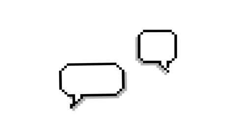 Pixel art style empty chat speech bubble animation on chroma key green scre.. Stock Footage 336413315