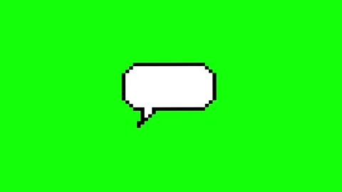 Pixel art style empty chat speech bubble animation on chroma key green scre.. Stock Footage 336413336