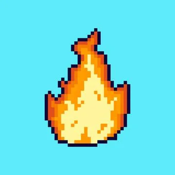 Pixel art style fire design Stock Illustration