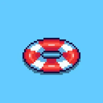 Pixel art style float ring design 스톡 일러스트