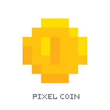 Pixel art style isolated vector coin for retro game Ilustração Stock