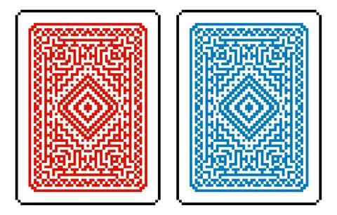 Pixel Art Style Playing Cards Back Reverse Design Stock Illustration