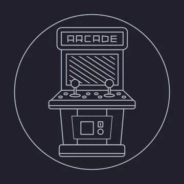 Pixel art style simple line drawing of arcade cabinet isolated vintage white 스톡 일러스트