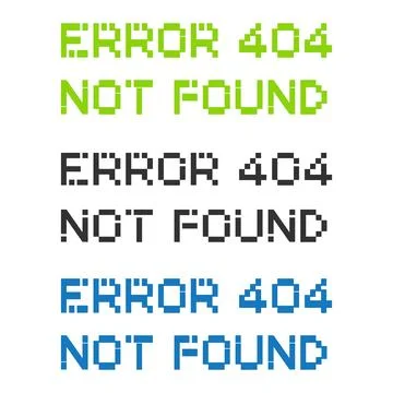 Pixel art style vector illustration of error 404 page not found glitch text. Stock Illustration