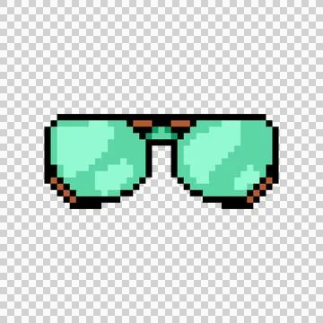 Pixel art stylish glasses element object graphic Stock Illustration
