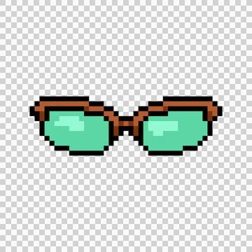 Pixel art stylish glasses element object isolated Stock Illustration