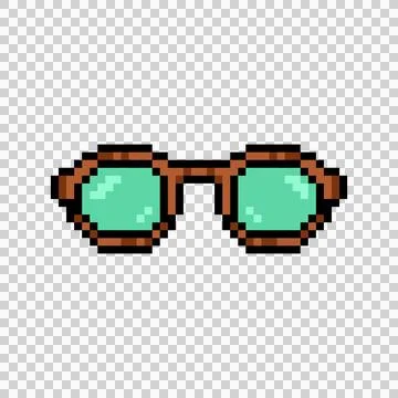 Pixel art stylish glasses element object clipart Stock Illustration