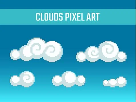 Pixel art stylized clouds. Stock-Illustration