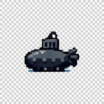 Pixel Art Submarine Design Vector Stock Illustration