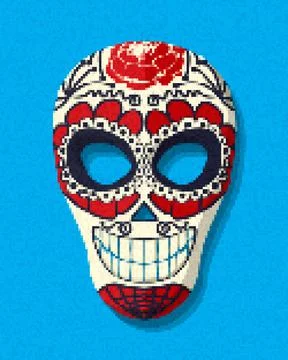 Pixel art sugar skull vector illustration Stock Illustration