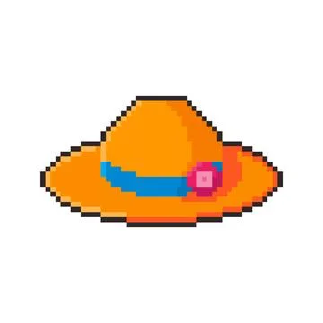 Pixel art Summer Hat game asset design Stock Illustration