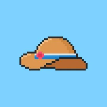 Pixel art Summer Hat game asset design Stock Illustration