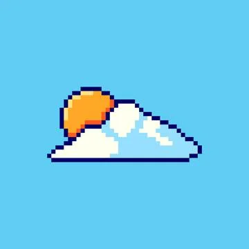 Pixel art Sunny Cloud Icon game asset design Stock Illustration