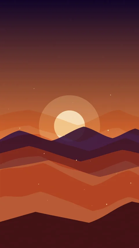 Pixel art sunset animation loop, warm mountains landscape, retro sun Stock Footage 347061216