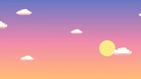 Pixel art sunset sky background loop Stock Footage 346926425