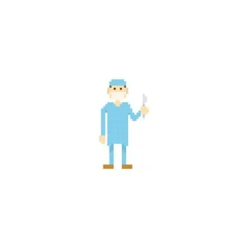 Pixel art surgeon Stock Illustration
